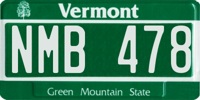 VT license plate NMB478