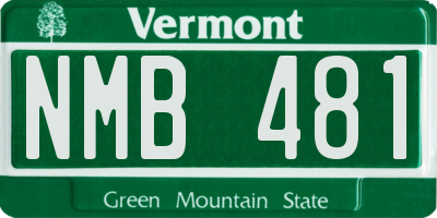 VT license plate NMB481
