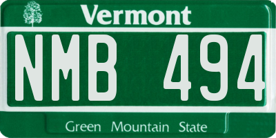 VT license plate NMB494