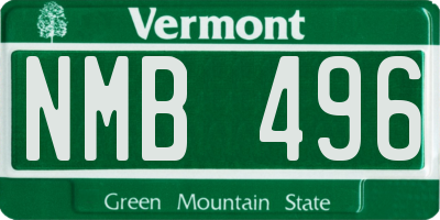 VT license plate NMB496