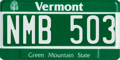 VT license plate NMB503