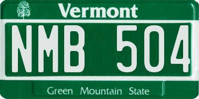 VT license plate NMB504