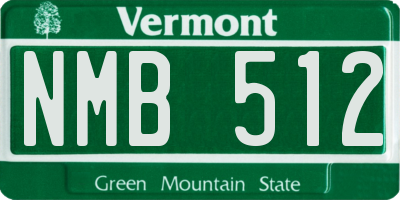 VT license plate NMB512