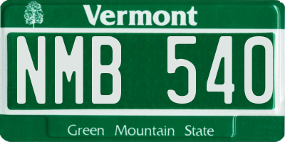 VT license plate NMB540