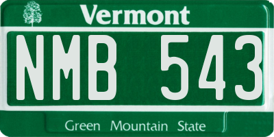 VT license plate NMB543