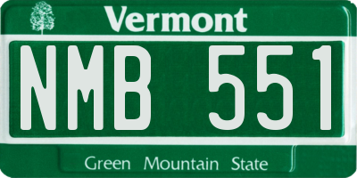 VT license plate NMB551