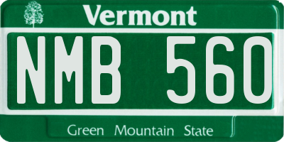 VT license plate NMB560