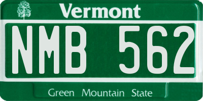 VT license plate NMB562