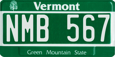 VT license plate NMB567