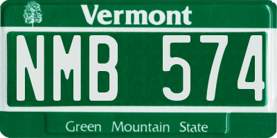 VT license plate NMB574