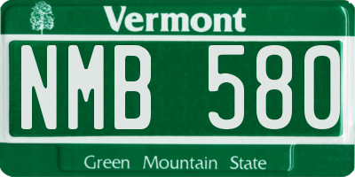 VT license plate NMB580