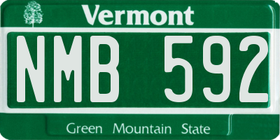 VT license plate NMB592