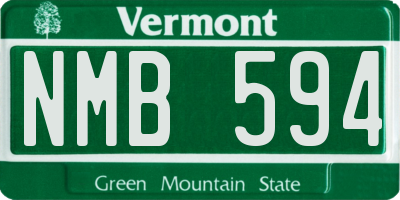 VT license plate NMB594
