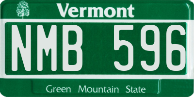 VT license plate NMB596
