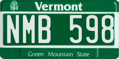 VT license plate NMB598