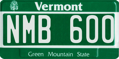 VT license plate NMB600