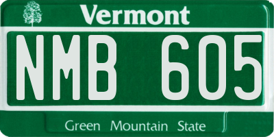 VT license plate NMB605
