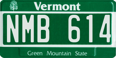 VT license plate NMB614