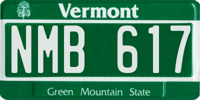 VT license plate NMB617