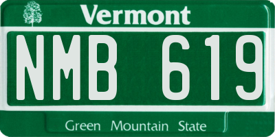 VT license plate NMB619