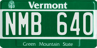 VT license plate NMB640