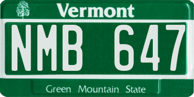 VT license plate NMB647