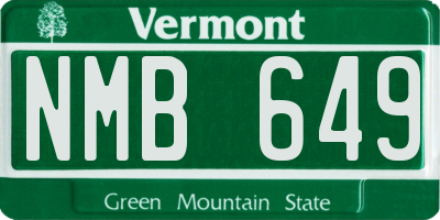 VT license plate NMB649