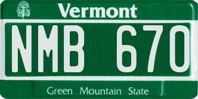 VT license plate NMB670