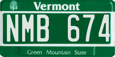 VT license plate NMB674