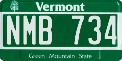 VT license plate NMB734