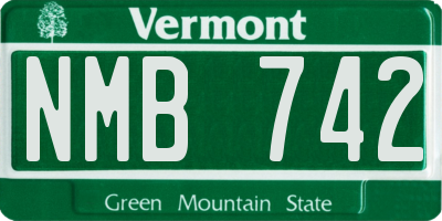 VT license plate NMB742