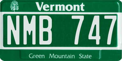 VT license plate NMB747