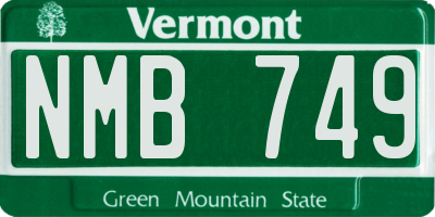 VT license plate NMB749