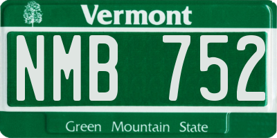 VT license plate NMB752