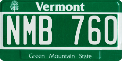 VT license plate NMB760