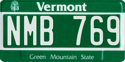 VT license plate NMB769