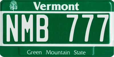 VT license plate NMB777