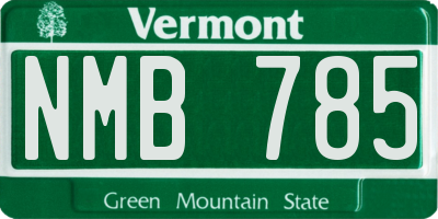 VT license plate NMB785