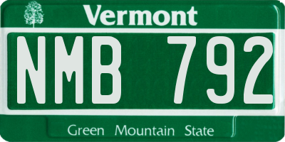 VT license plate NMB792