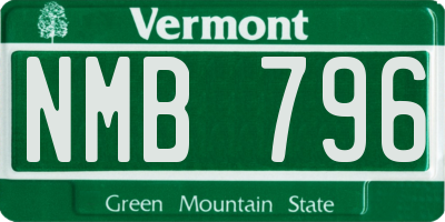 VT license plate NMB796