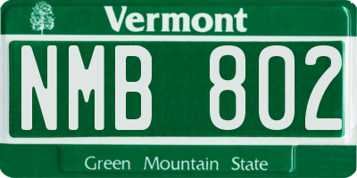 VT license plate NMB802