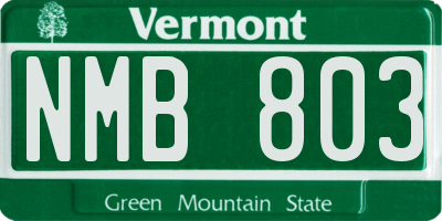 VT license plate NMB803