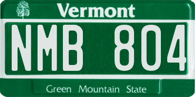 VT license plate NMB804