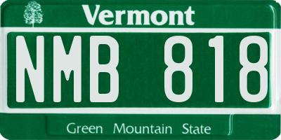 VT license plate NMB818