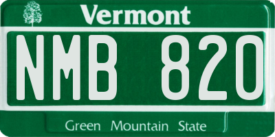 VT license plate NMB820