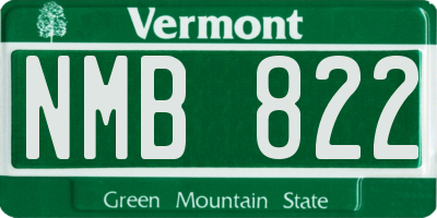 VT license plate NMB822