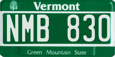 VT license plate NMB830