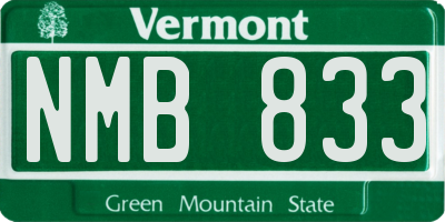 VT license plate NMB833