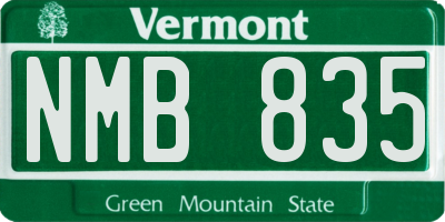VT license plate NMB835