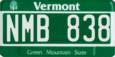 VT license plate NMB838